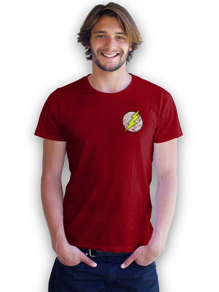 flash-logo-vintage-chest-print-t-shirt bordeaux 2