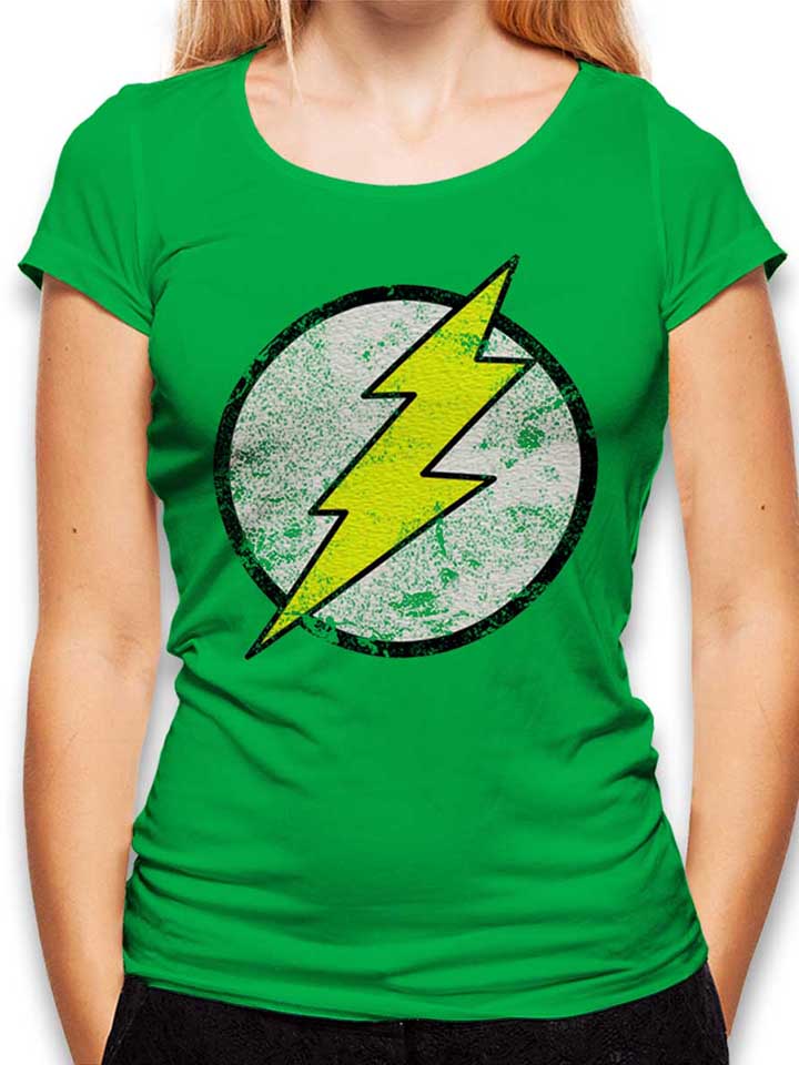 Flash Logo Vintage Damen T-Shirt gruen L