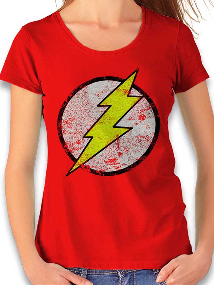Flash Logo Vintage Damen T-Shirt rot L