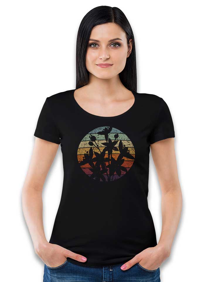 flower-and-vintage-sunset-damen-t-shirt schwarz 2