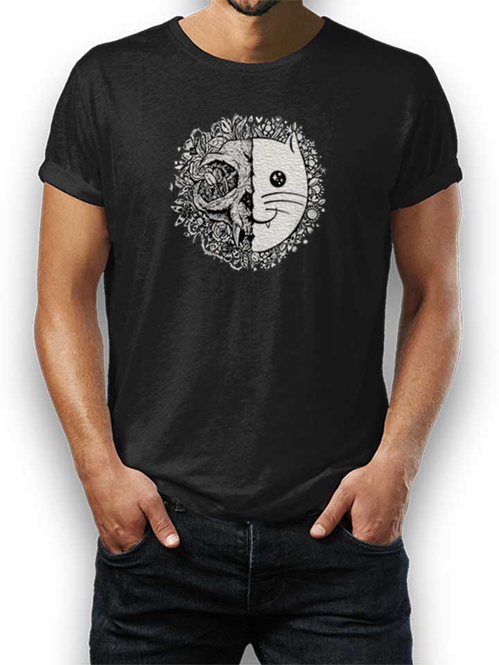 Flower Cat Skull T-Shirt schwarz L