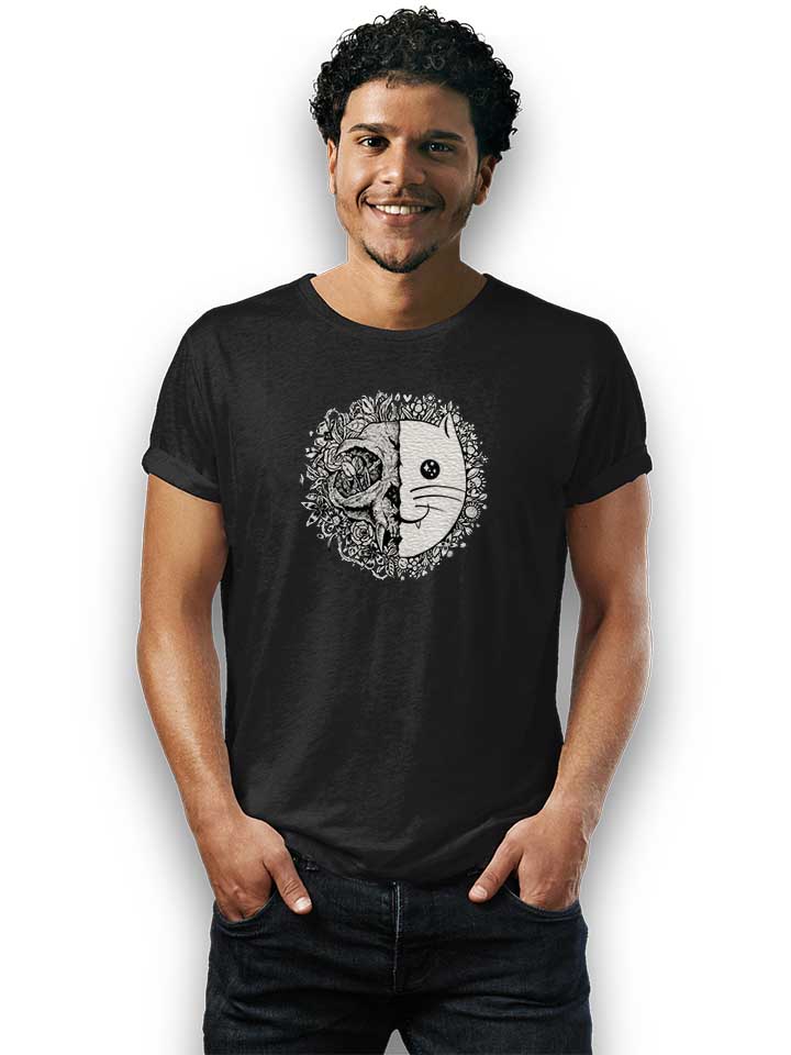 flower-cat-skull-t-shirt schwarz 2