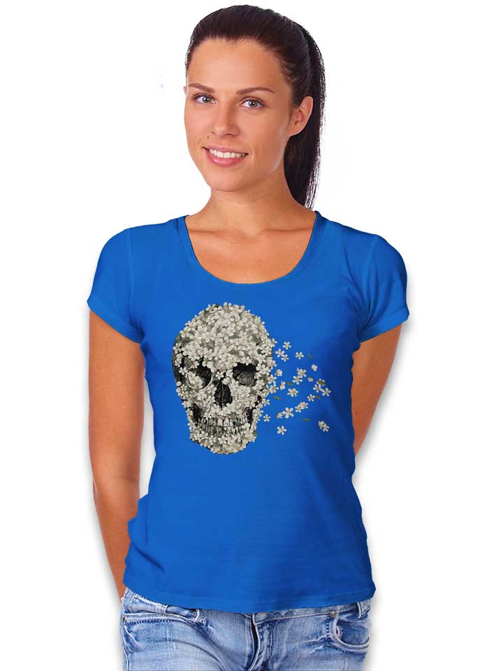 flower-skull-02-damen-t-shirt royal 2