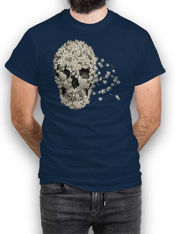 Flower Skull 02 T-Shirt dunkelblau L