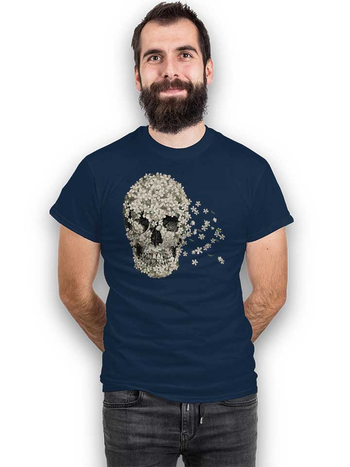 flower-skull-02-t-shirt dunkelblau 2