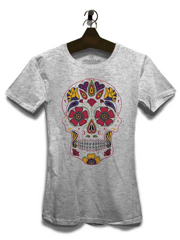 flower-skull-damen-t-shirt grau-meliert 3