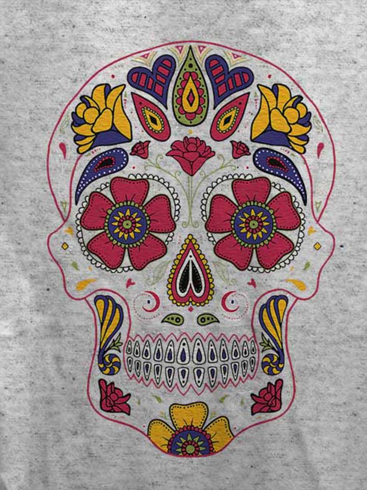 flower-skull-damen-t-shirt grau-meliert 4