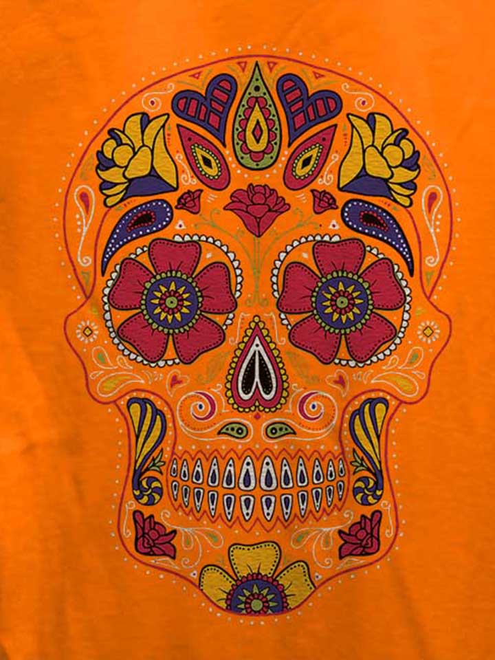 flower-skull-damen-t-shirt orange 4
