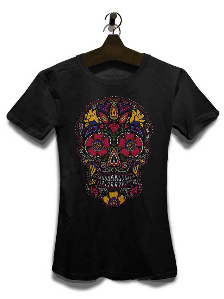 flower-skull-damen-t-shirt schwarz 3