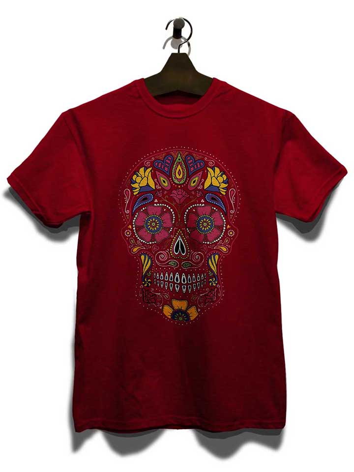 flower-skull-t-shirt bordeaux 3