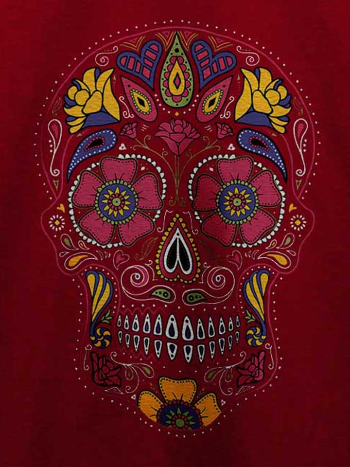 flower-skull-t-shirt bordeaux 4