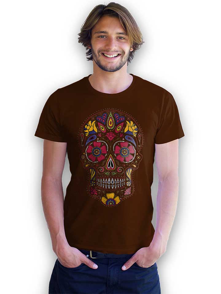 flower-skull-t-shirt braun 2