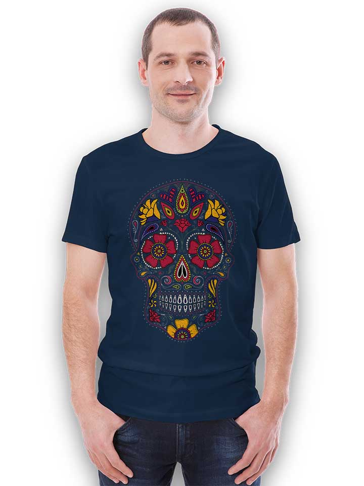 flower-skull-t-shirt dunkelblau 2