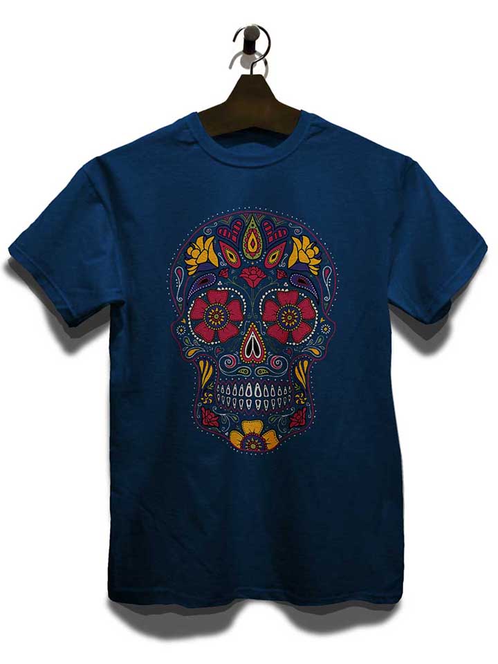 flower-skull-t-shirt dunkelblau 3