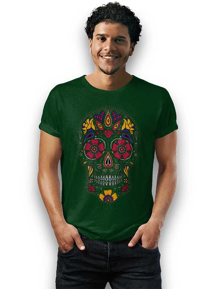 flower-skull-t-shirt dunkelgruen 2
