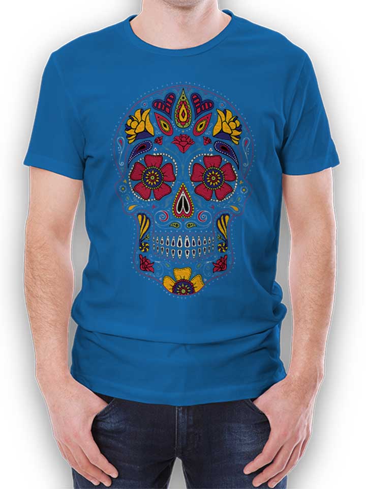 Flower Skull T-Shirt bleu-roi L