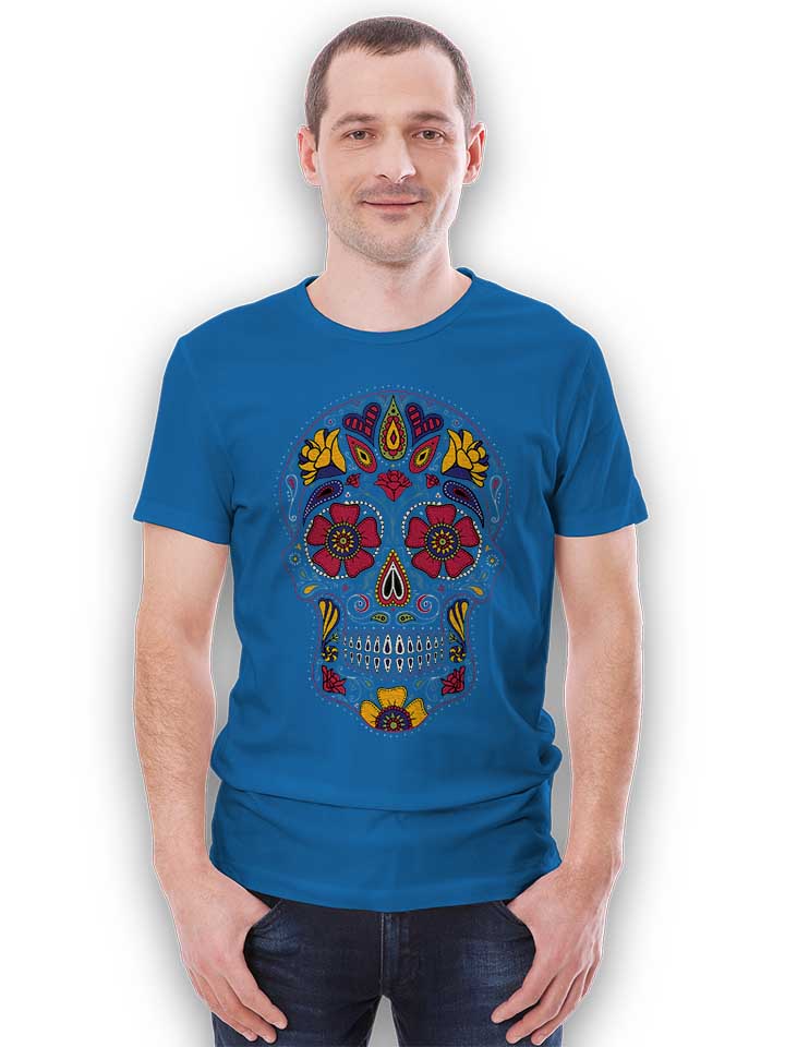 flower-skull-t-shirt royal 2