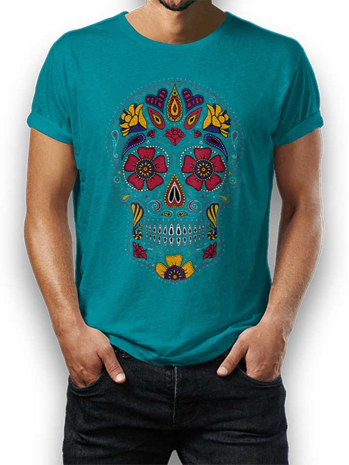 Flower Skull T-Shirt turquoise L