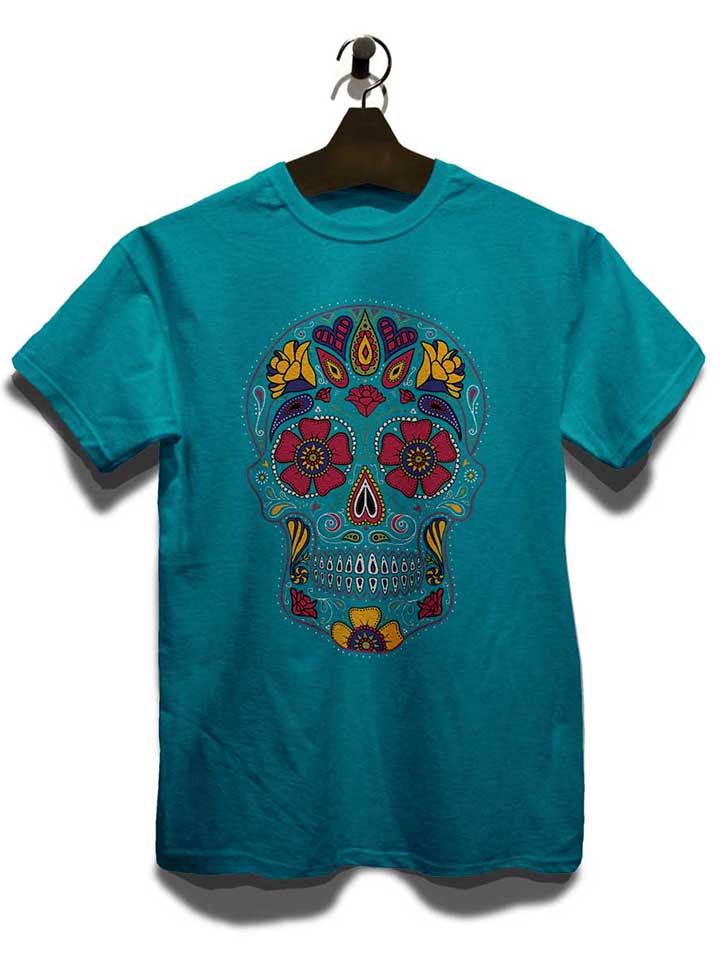 flower-skull-t-shirt tuerkis 3