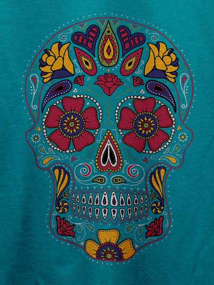 flower-skull-t-shirt tuerkis 4
