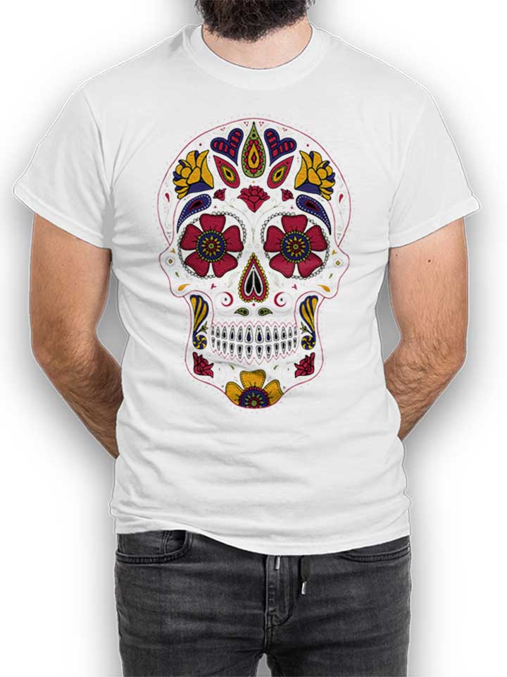 Flower Skull T-Shirt blanc L