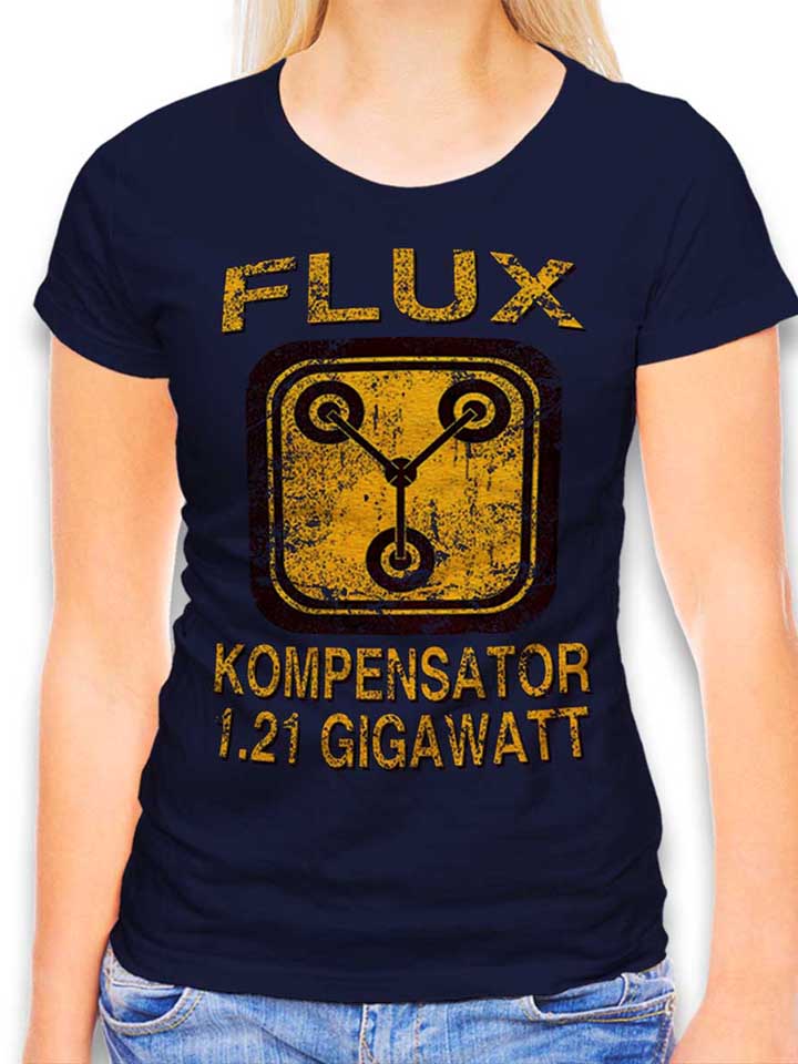 flux-kompensator-zurueck-in-die-zukunft-damen-t-shirt dunkelblau 1