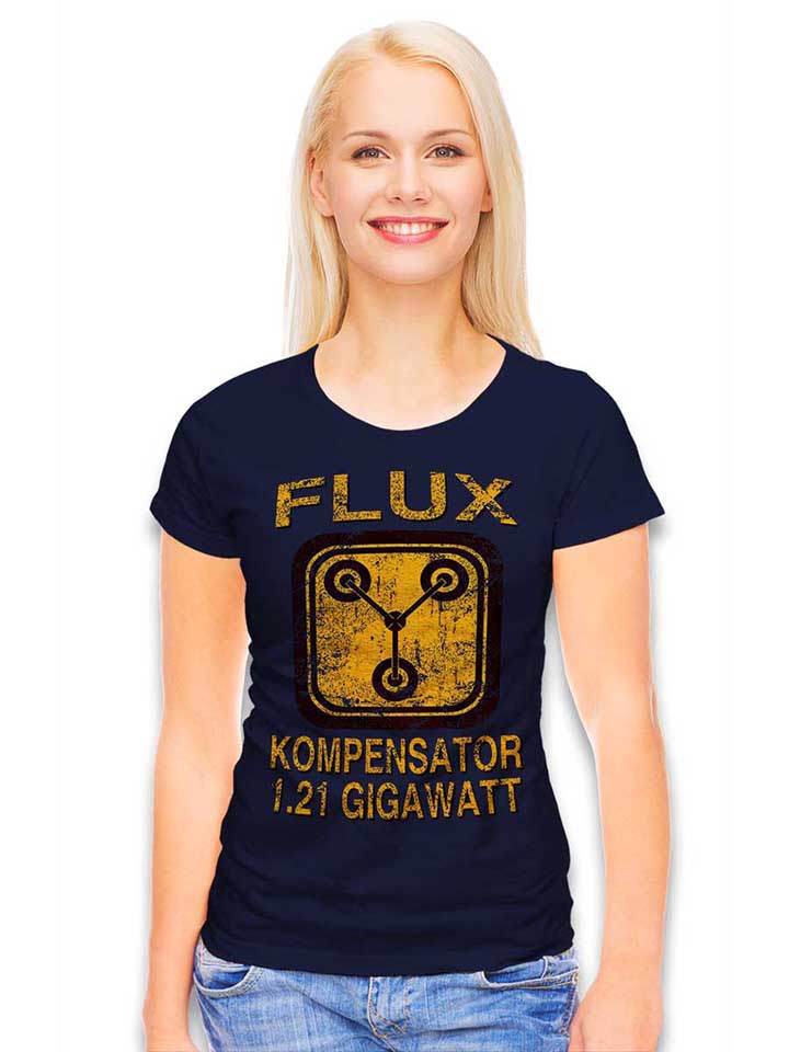 flux-kompensator-zurueck-in-die-zukunft-damen-t-shirt dunkelblau 2