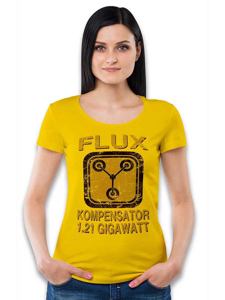flux-kompensator-zurueck-in-die-zukunft-damen-t-shirt gelb 2