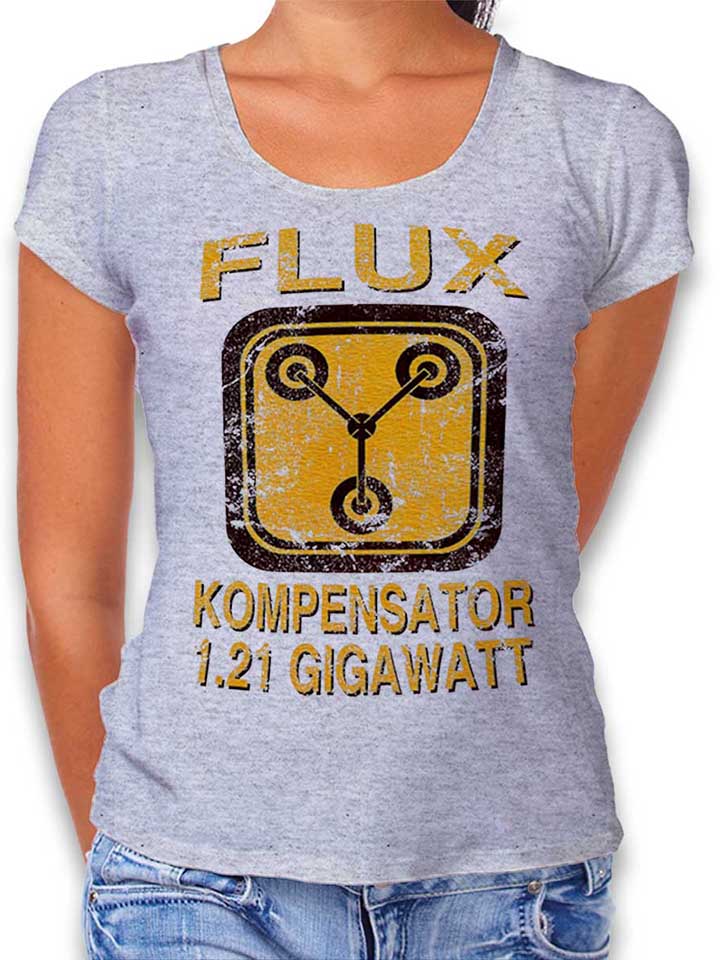 flux-kompensator-zurueck-in-die-zukunft-damen-t-shirt grau-meliert 1