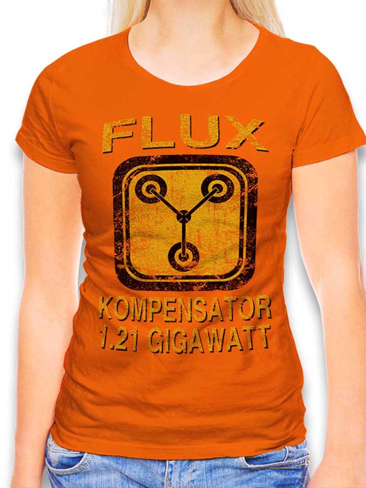 flux-kompensator-zurueck-in-die-zukunft-damen-t-shirt orange 1