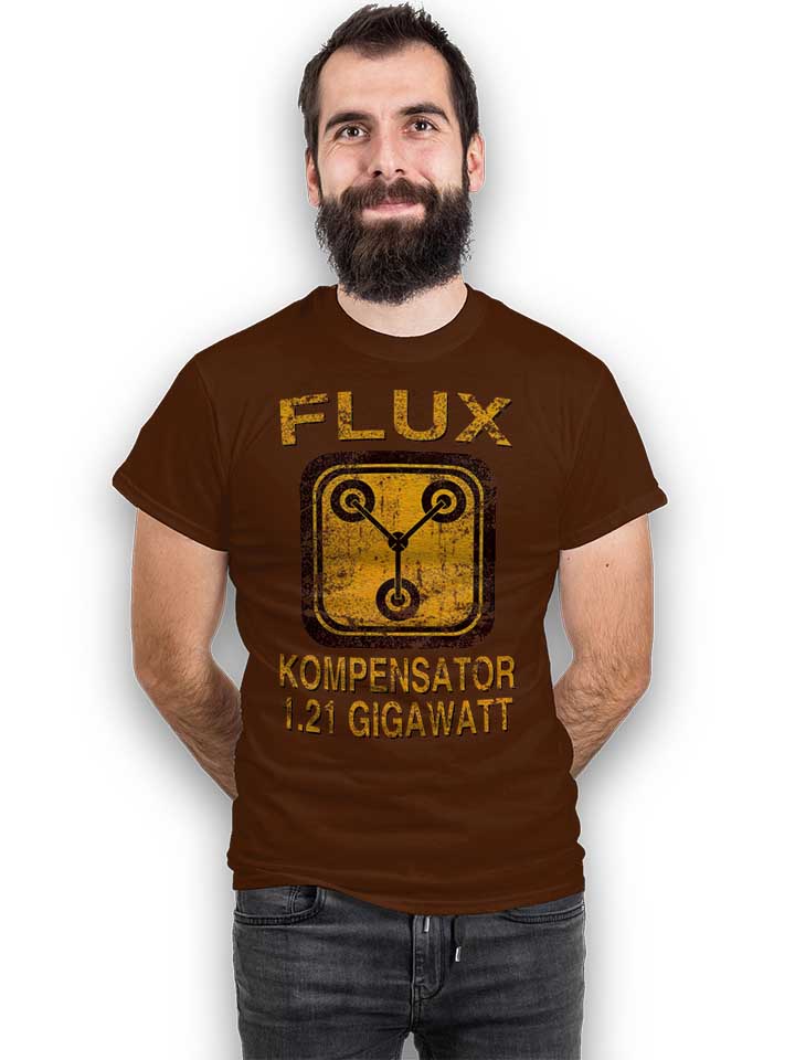 flux-kompensator-zurueck-in-die-zukunft-t-shirt braun 2