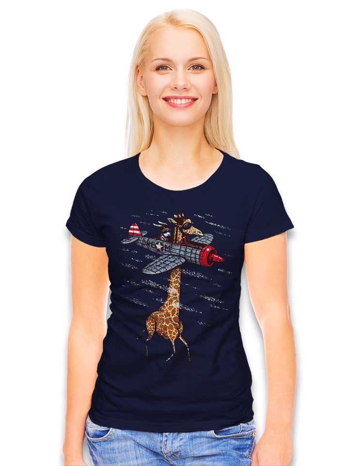 flying-giraffe-damen-t-shirt dunkelblau 2