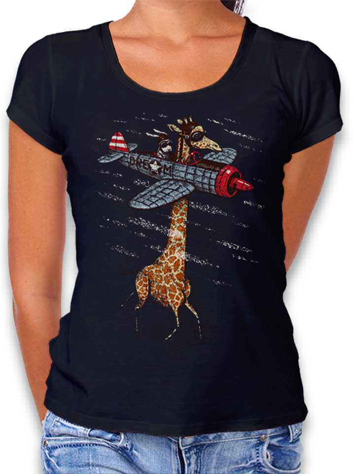Flying Giraffe T-Shirt Donna nero L