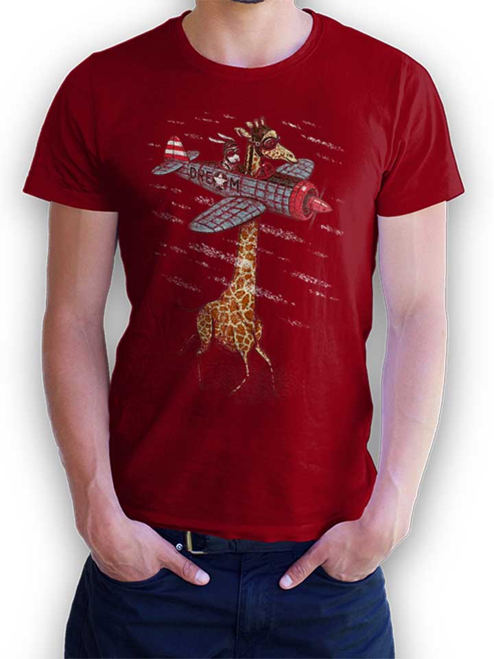 Flying Giraffe T-Shirt maroon L