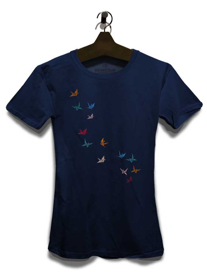 flying-paper-cranes-birds-damen-t-shirt dunkelblau 3