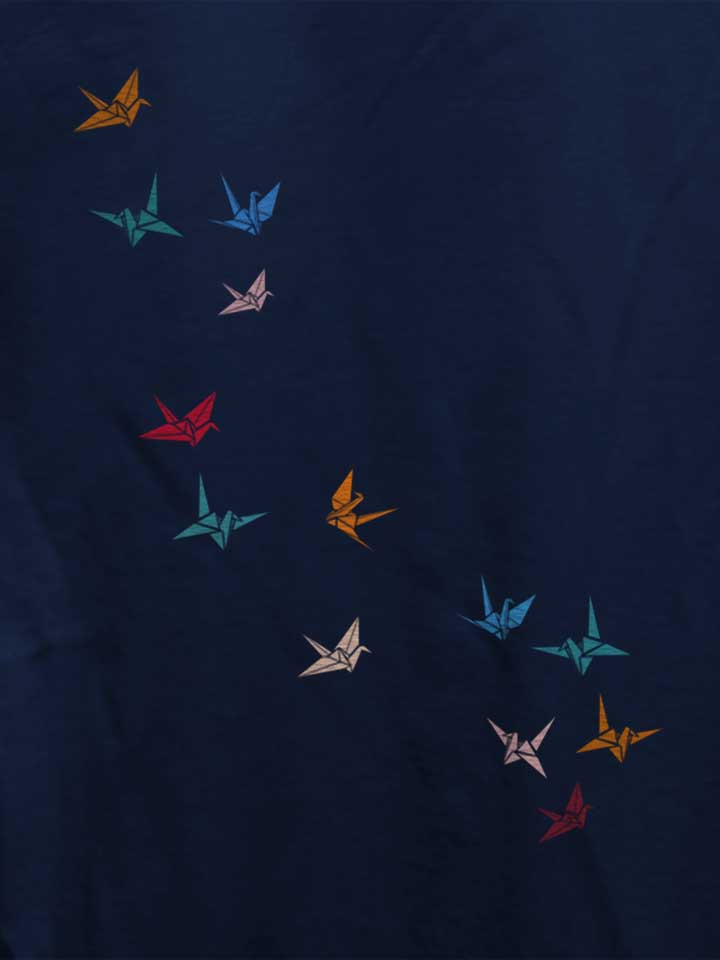 flying-paper-cranes-birds-damen-t-shirt dunkelblau 4