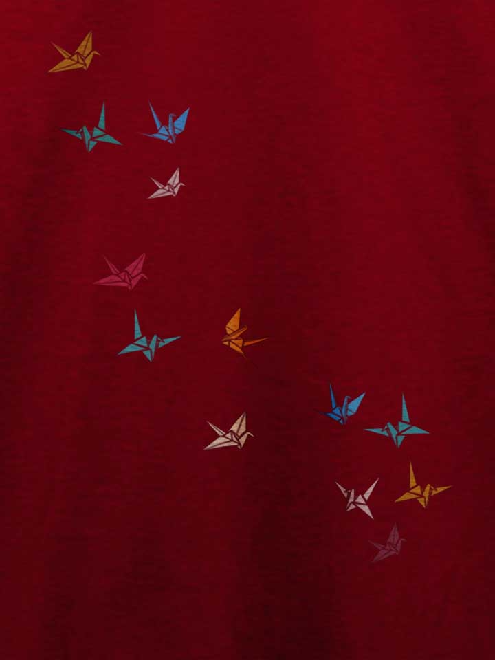 flying-paper-cranes-birds-t-shirt bordeaux 4
