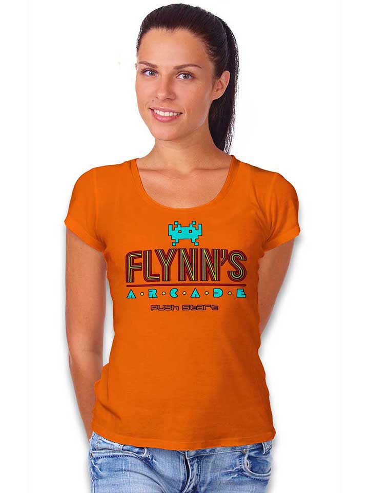 flynns-arcade-damen-t-shirt orange 2