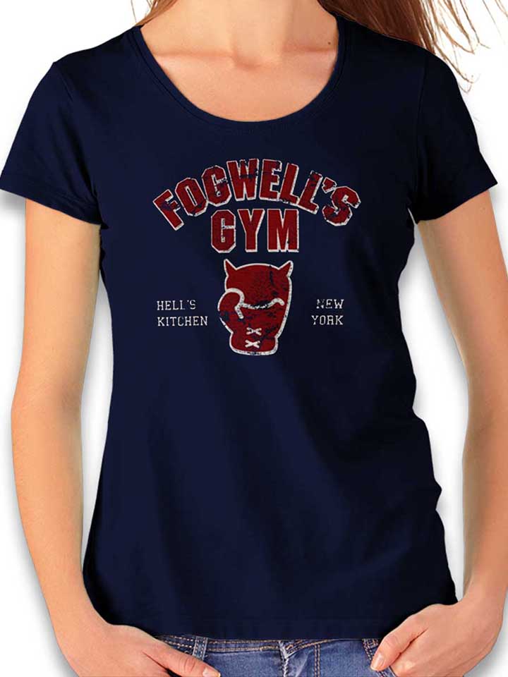 Fogwells Gym Damage Damen T-Shirt dunkelblau L