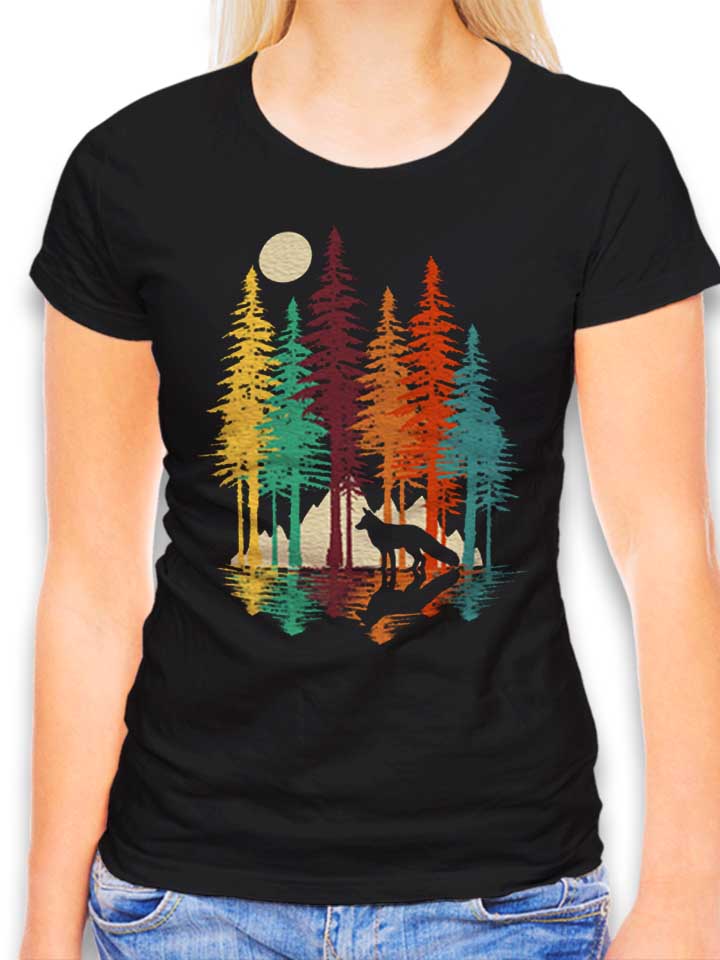 Forest Fox Damen T-Shirt schwarz L
