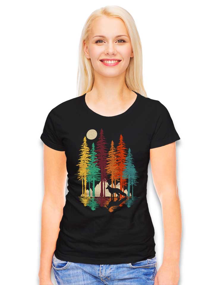 forest-fox-damen-t-shirt schwarz 2