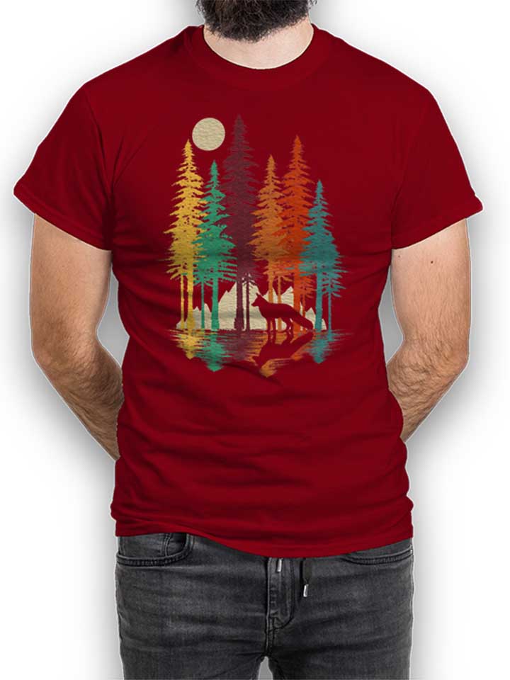 Forest Fox T-Shirt maroon L