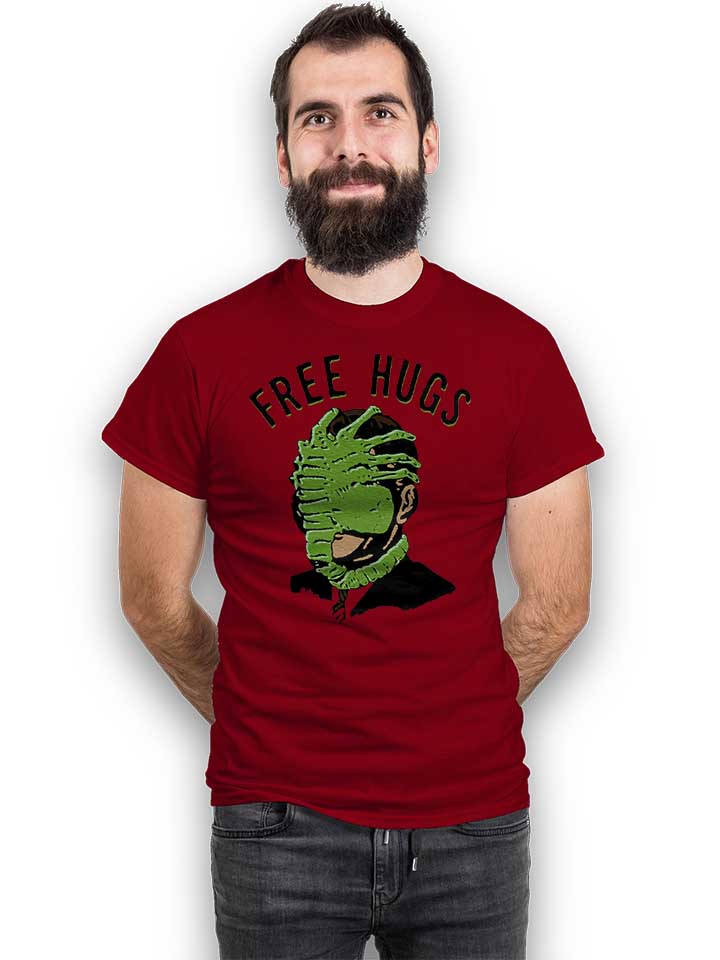 free-hugs-alien-t-shirt bordeaux 2