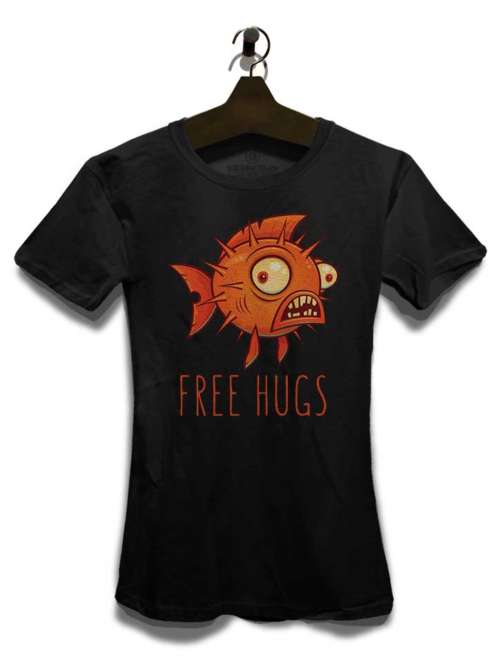 free-hugs-cartoon-blowfish-damen-t-shirt schwarz 3