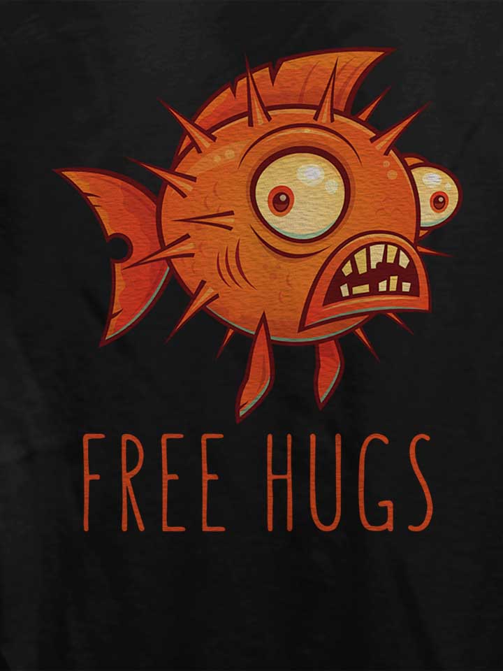 free-hugs-cartoon-blowfish-damen-t-shirt schwarz 4