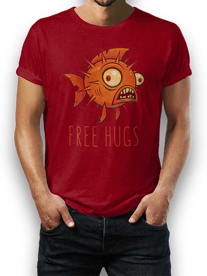 free-hugs-cartoon-blowfish-t-shirt bordeaux 1