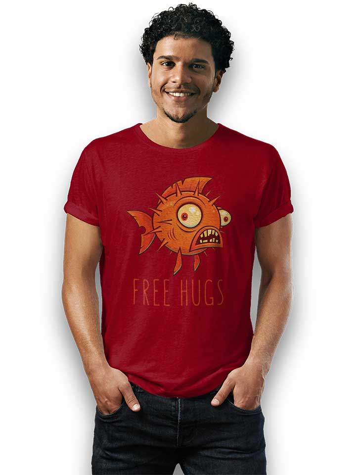 free-hugs-cartoon-blowfish-t-shirt bordeaux 2