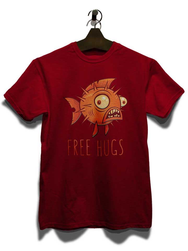 free-hugs-cartoon-blowfish-t-shirt bordeaux 3