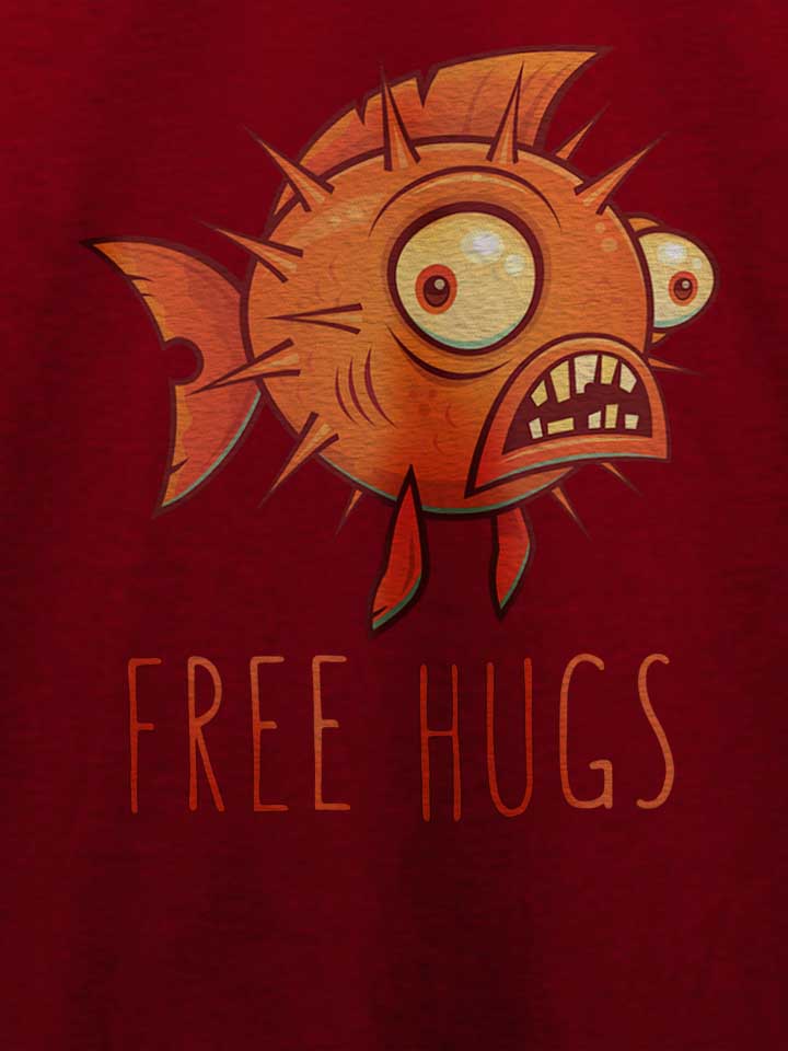 free-hugs-cartoon-blowfish-t-shirt bordeaux 4