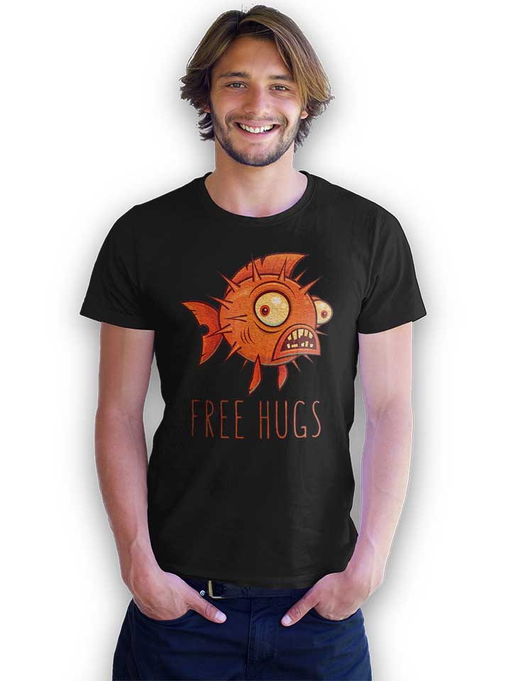 free-hugs-cartoon-blowfish-t-shirt schwarz 2